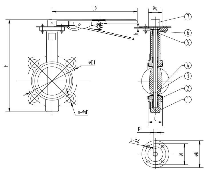 Stainless Steel Wafer Butterfly Valve Dimensions